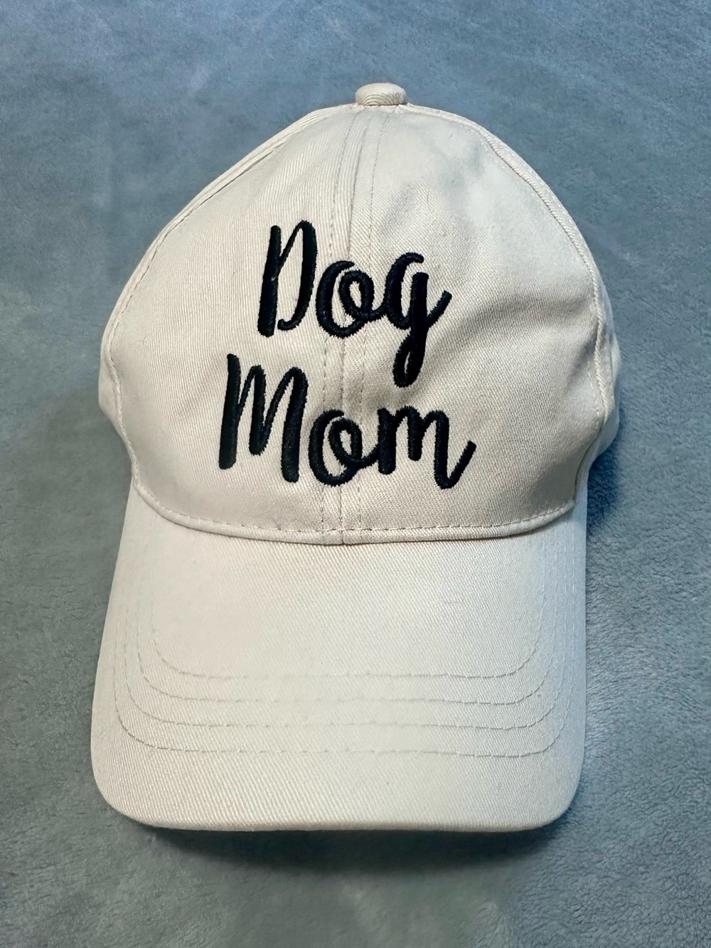 Dog Mom Embroidered Baseball Cap - Cream - Picture 2 of 8